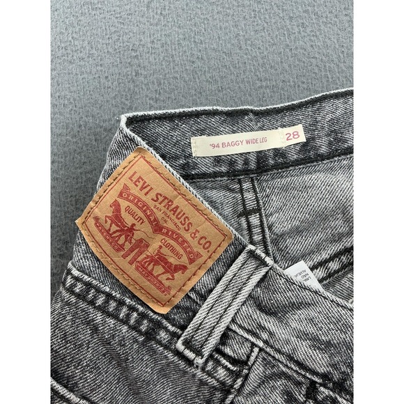 Levi's 94 Baggy Wide Leg Jeans Womens 28 Gray Acid Wash High Rise Denim 90s - Picture 8 of 13